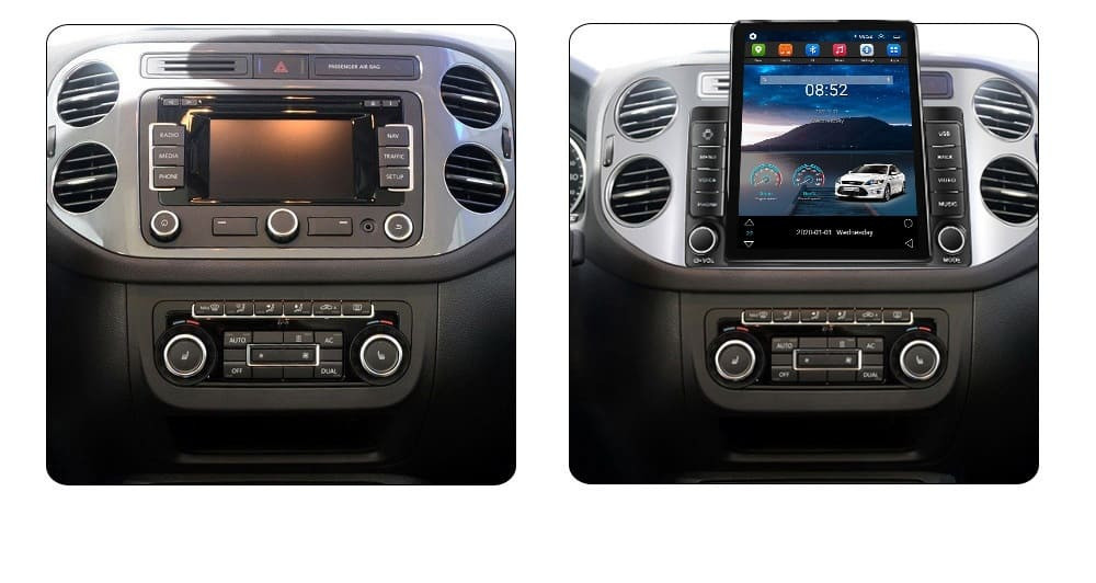 Navigatie dedicata cu Android VW Tiguan I 2007 - 2012, 1GB RAM, Radio GPS Dual Zone, Touchscreen IPS 9.7