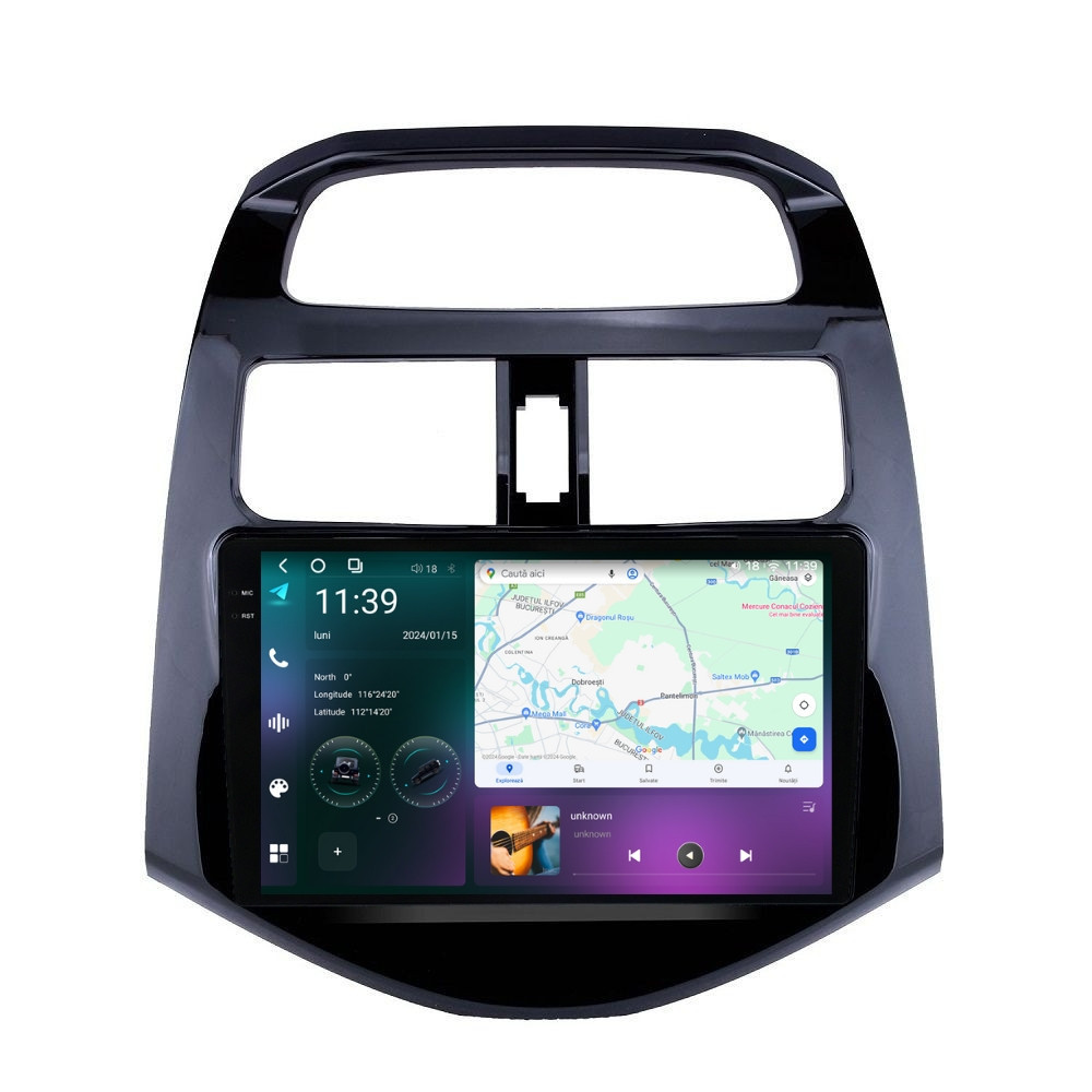 Navigatie dedicata cu Android Chevrolet Spark 2009 - 2015, 12GB RAM, Radio GPS Dual Zone, Display 2K QLED 9.5