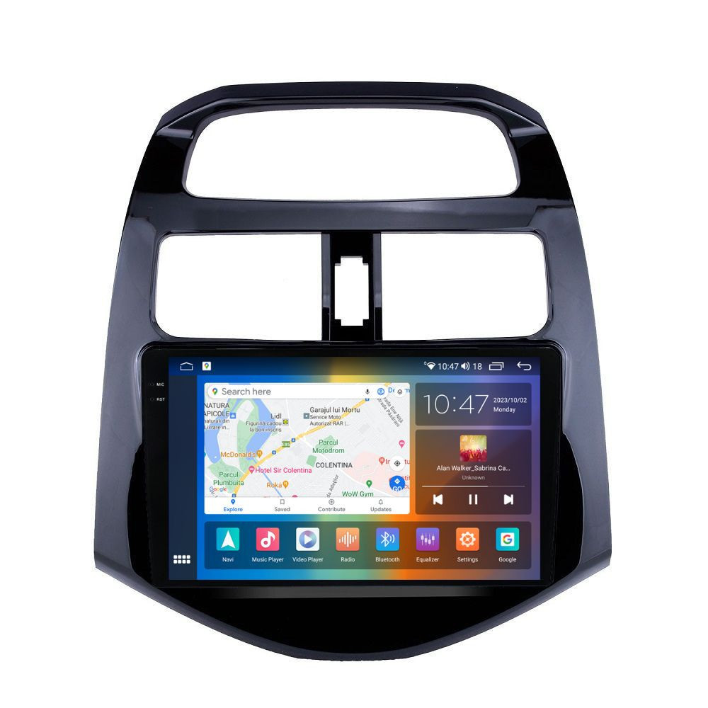 Navigatie dedicata cu Android Chevrolet Spark 2009 - 2015, 8GB RAM, Radio GPS Dual Zone, Display 2K QLED 9.5