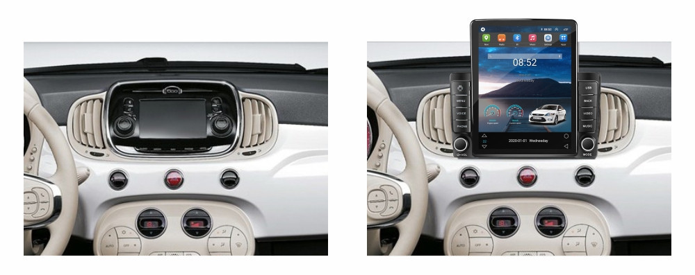 Navigatie dedicata cu Android Fiat 500 2015 - 2020, 1GB RAM, Radio GPS Dual Zone, Touchscreen IPS 9.7