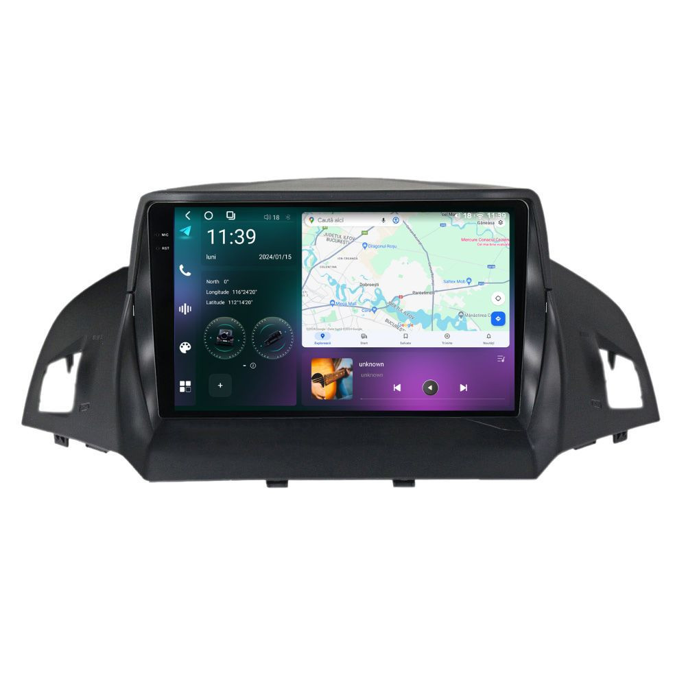 Navigatie dedicata cu Android Ford Kuga II 2012 - 2019, 12GB RAM, Radio GPS Dual Zone, Display 2K QLED 9.5