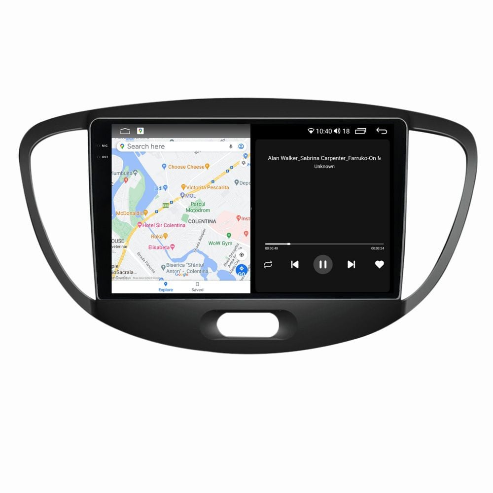 Navigatie dedicata cu Android Hyundai i10 2007 - 2013, 4GB RAM, Radio GPS Dual Zone, Display 2K QLED 9.5