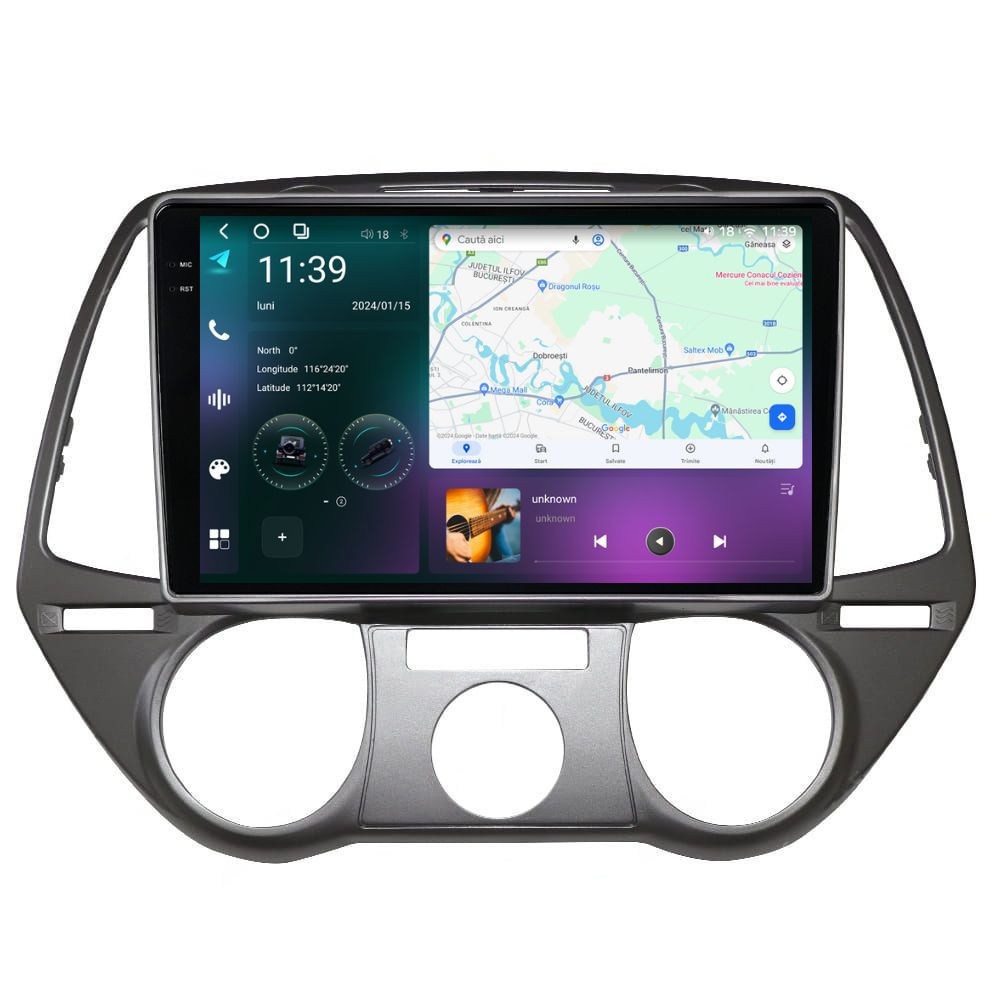 Navigatie dedicata cu Android Hyundai i20 2008 - 2012, clima manuala, 12GB RAM, Radio GPS Dual Zone, Display 2K QLED 9.5