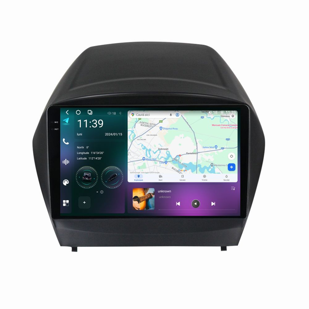 Navigatie dedicata cu Android Hyundai ix35 2009 - 2015, 12GB RAM, Radio GPS Dual Zone, Display 2K QLED 9.5