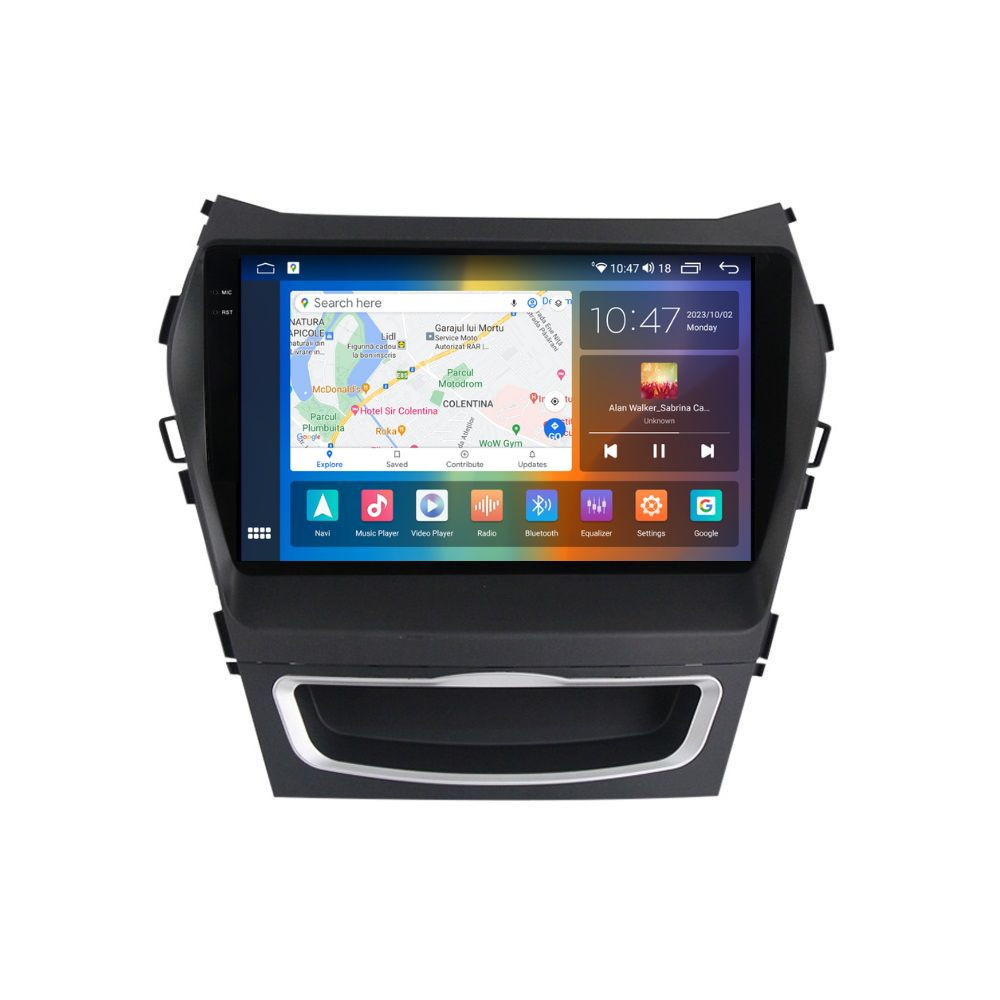 Navigatie dedicata cu Android Hyundai Santa Fe III / Grand Santa Fe 2012 - 2018, 8GB RAM, Radio GPS Dual Zone, Display 2K QLED 9.5