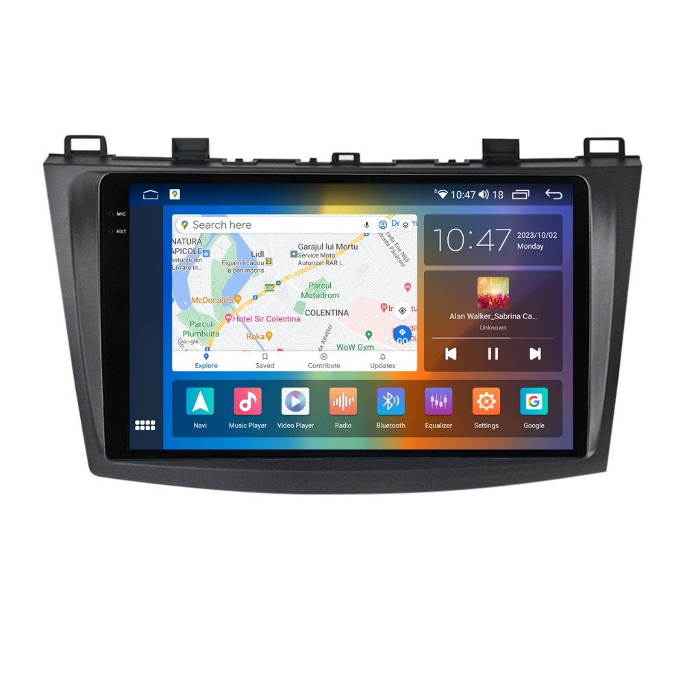 Navigatie dedicata cu Android Mazda 3 2009 - 2013, 4GB RAM, Radio GPS Dual Zone, Display 2K QLED 9.5