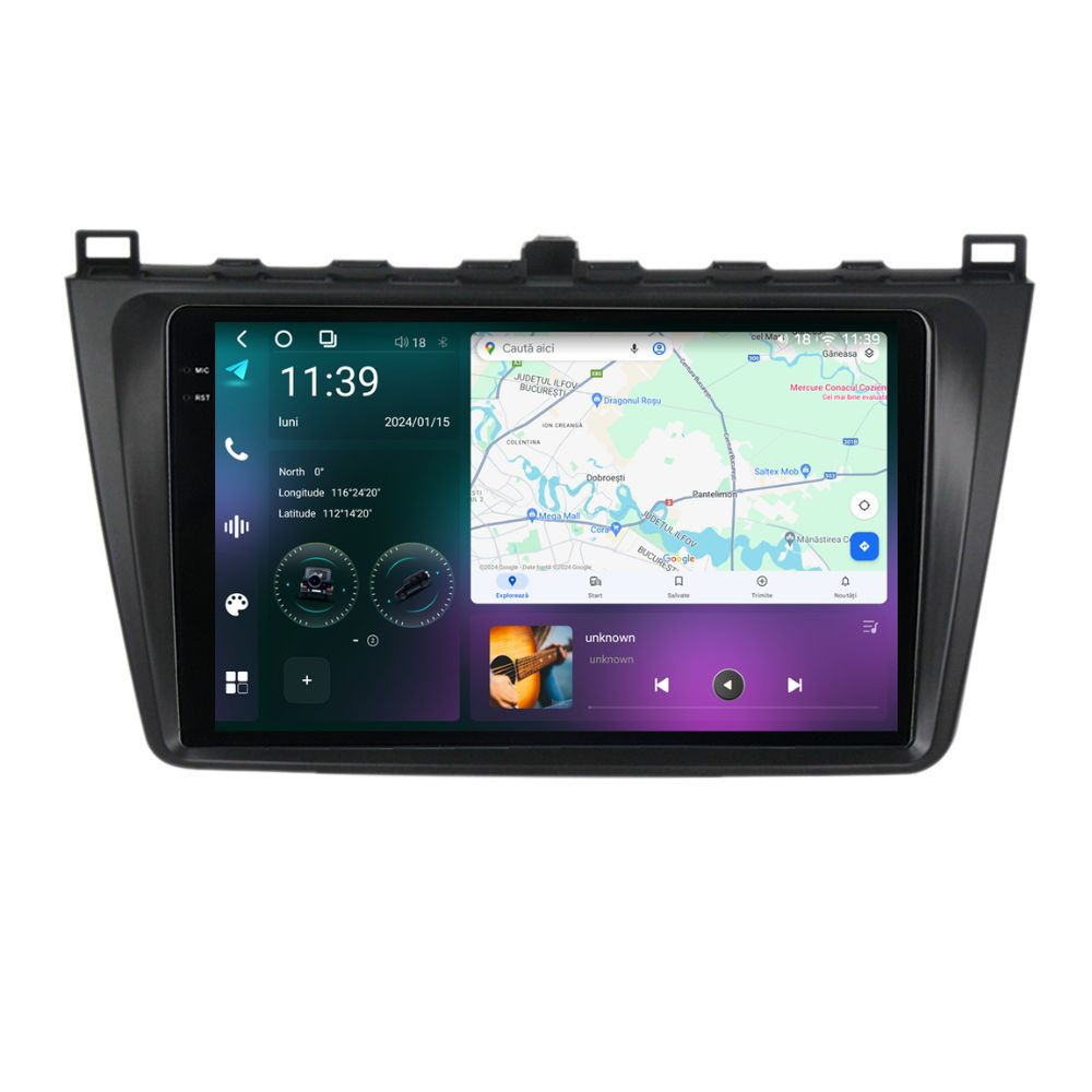 Navigatie dedicata cu Android Mazda 6 2008 - 2013, 12GB RAM, Radio GPS Dual Zone, Display 2K QLED 9.5" Touchscreen, Internet Wi-Fi si slot SIM 4G, Bluetooth, MirrorLink, USB, Waze