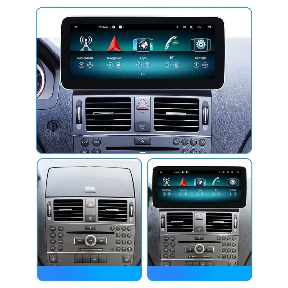 Navigatie dedicata cu Android Mercedes C-Class W204 2007 - 2011 cu navigatie NTG 4, 6GB RAM, Radio GPS Dual Zone, Display QLED 12.3