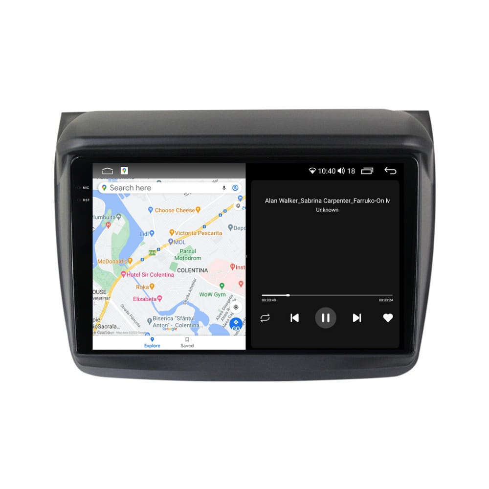 Navigatie dedicata cu Android Mitsubishi L200 2005 - 2015, 4GB RAM, Radio GPS Dual Zone, Display 2K QLED 9.5