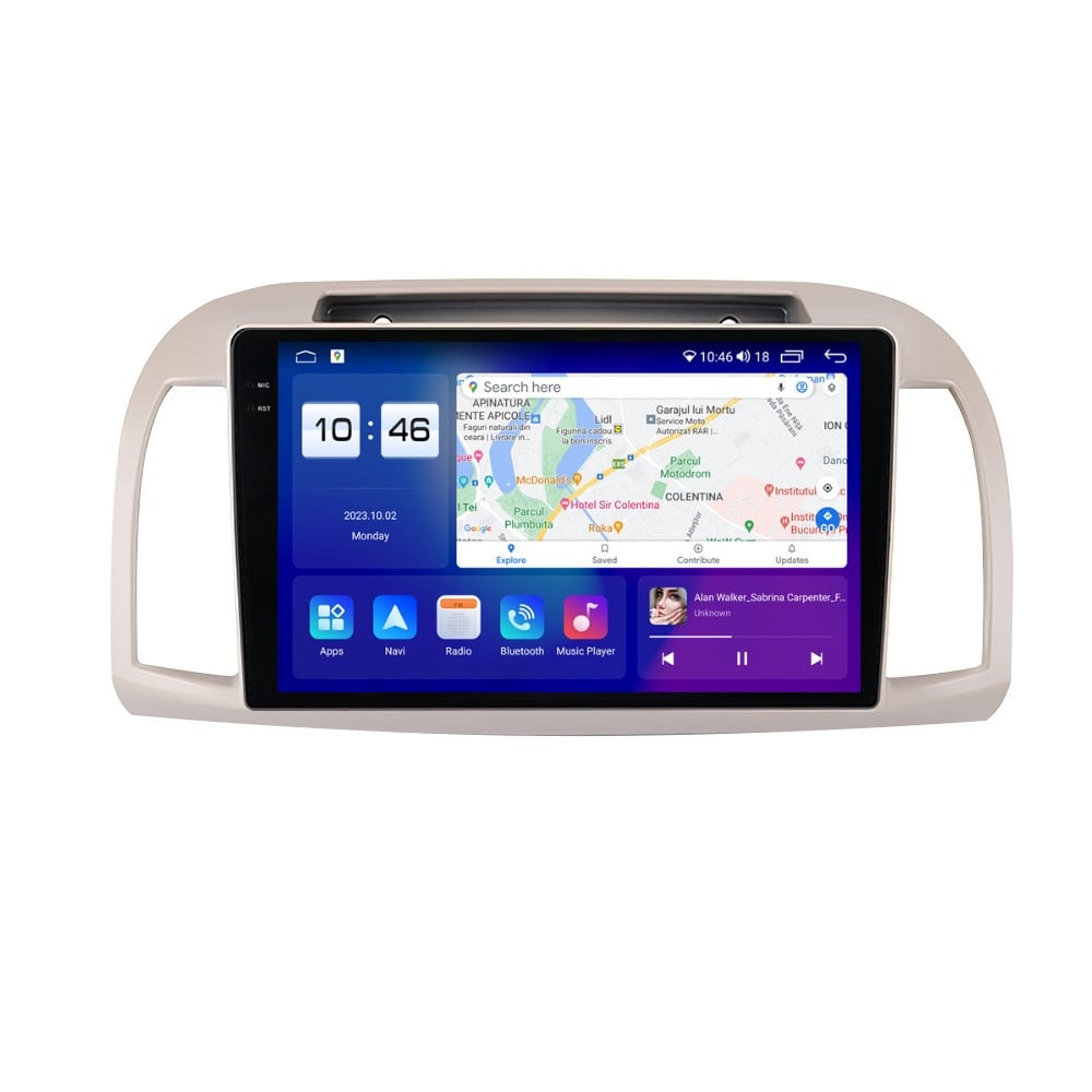 Navigatie dedicata cu Android Nissan Micra III 2003 - 2010, 8GB RAM, Radio GPS Dual Zone, Display 2K QLED 9.5