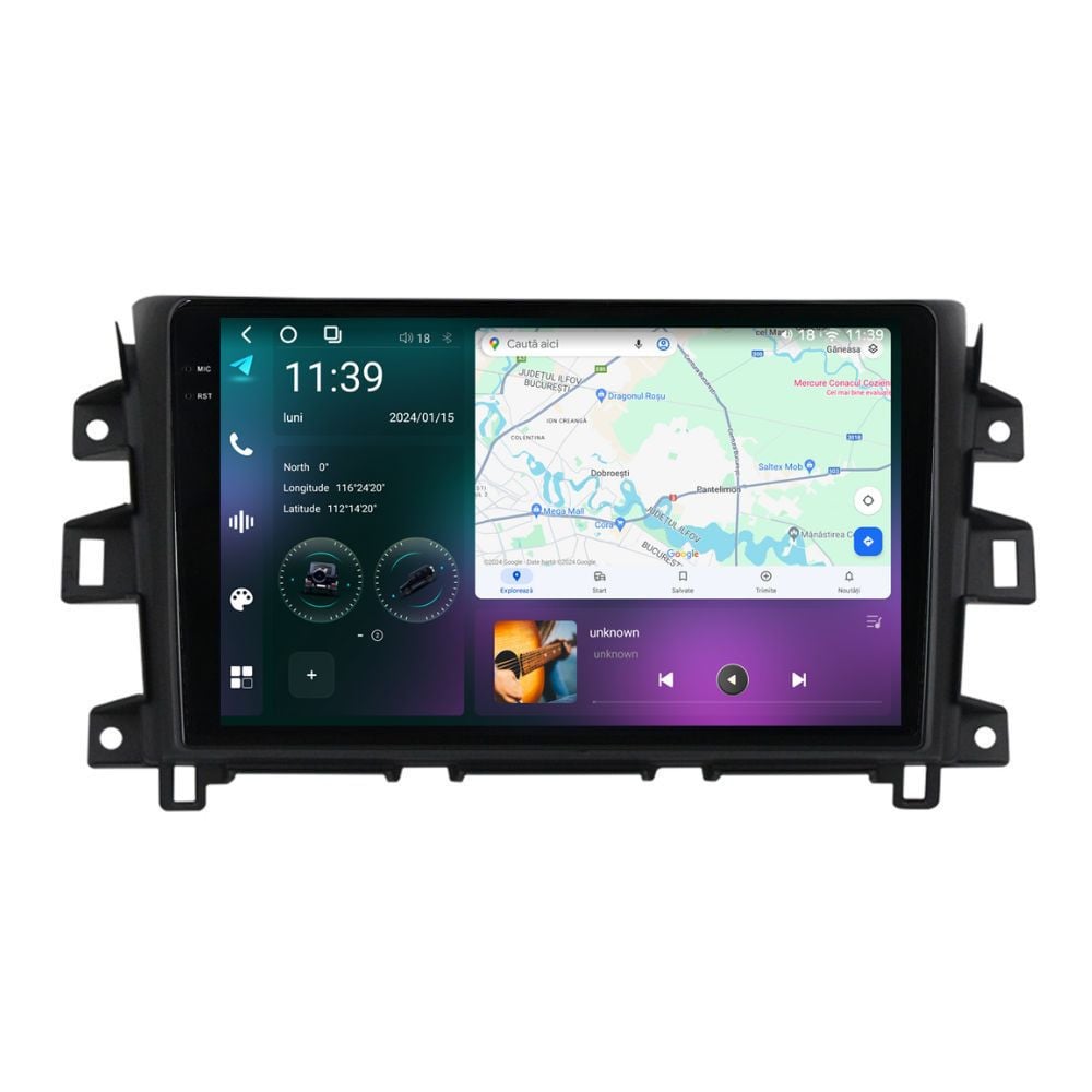 Navigatie dedicata cu Android Nissan Navara / NP300 D23 dupa 2014, 12GB RAM, Radio GPS Dual Zone, Display 2K QLED 9.5