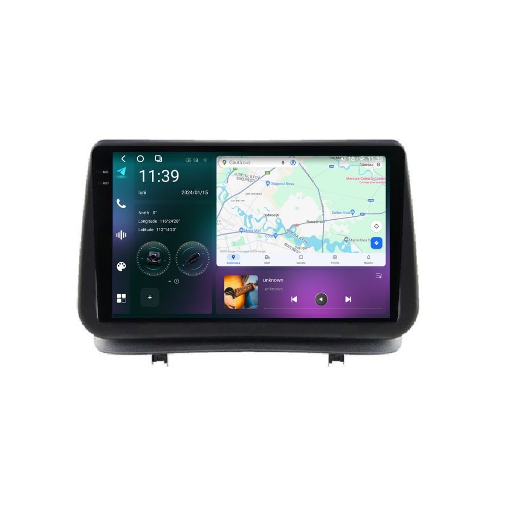 Navigatie dedicata cu Android Renault Clio III 2005 - 2012, 12GB RAM, Radio GPS Dual Zone, Display 2K QLED 9.5