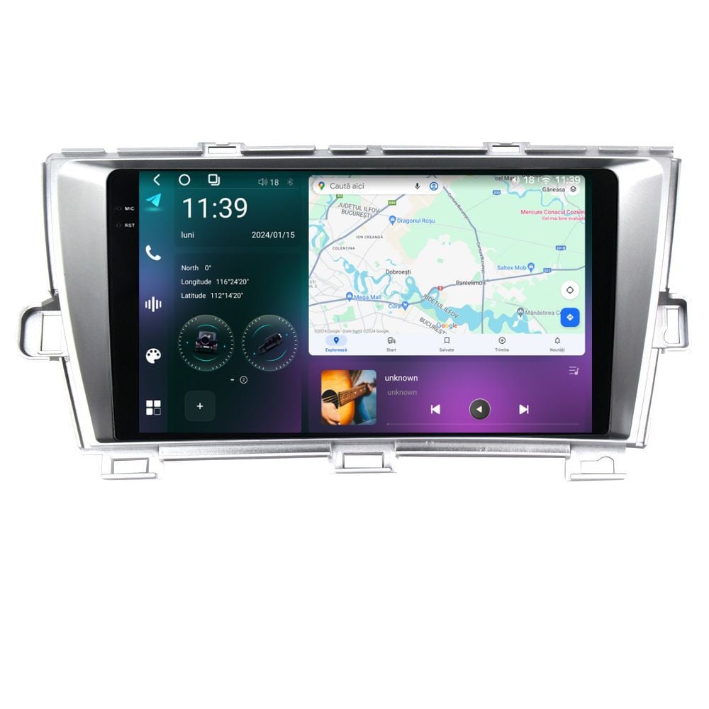 Navigatie dedicata cu Android Toyota Prius 2009 - 2015, 12GB RAM, Radio GPS Dual Zone, Display 2K QLED 9.5