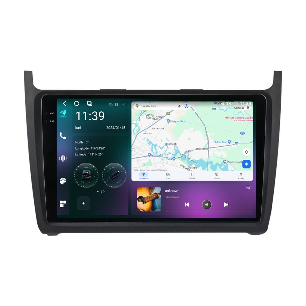 Navigatie dedicata cu Android VW Polo 6R 2009 - 2018, 12GB RAM, Radio GPS Dual Zone, Display 2K QLED 9.5