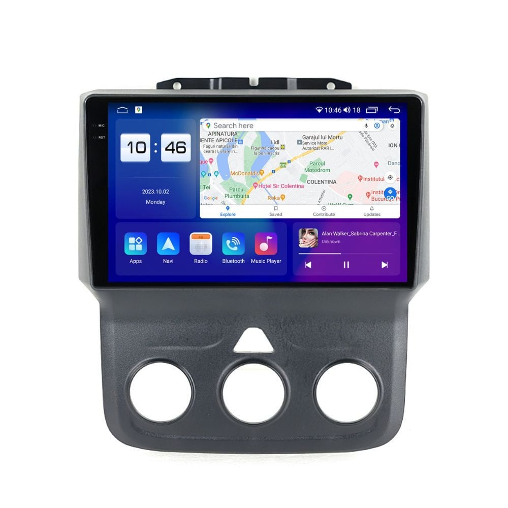 Navigatie dedicata cu Android Dodge RAM 2013 - 2018, clima manuala, 4GB RAM, Radio GPS Dual Zone, Display 2K QLED 9.5