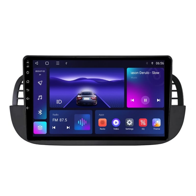 Navigatie dedicata cu Android Fiat 500 2007 - 2015, negru, 3GB RAM, Radio GPS Dual Zone, Display HD QLED 9