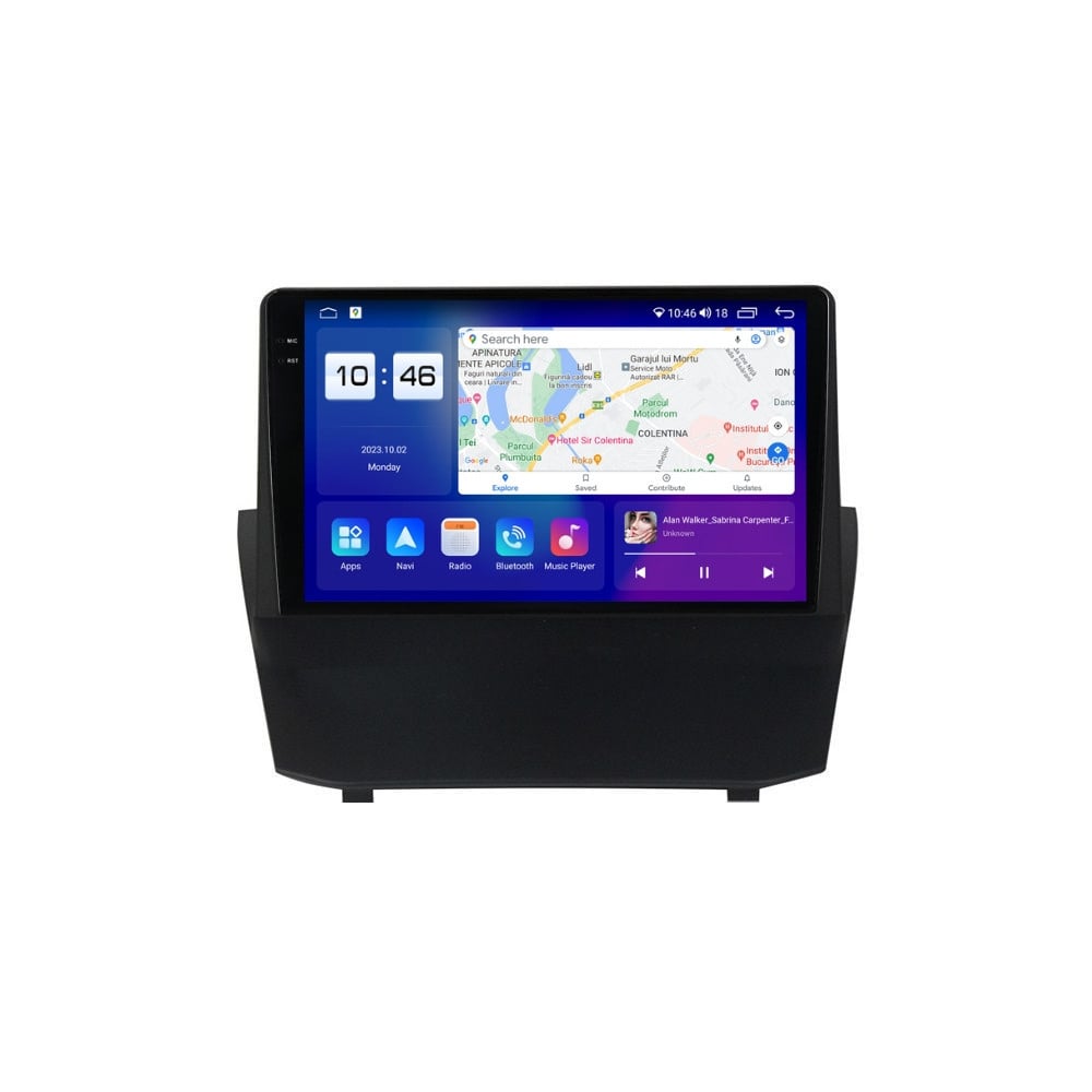 Navigatie dedicata cu Android Ford Fiesta VI 2008 - 2019, 8GB RAM, Radio GPS Dual Zone, Display 2K QLED 9.5