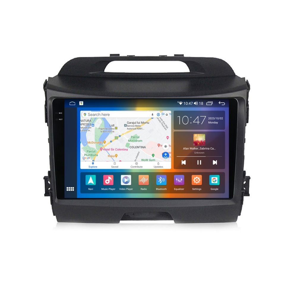 Navigatie dedicata cu Android KIA Sportage 2010 - 2016, 4GB RAM, Radio GPS Dual Zone, Display 2K QLED 9.5