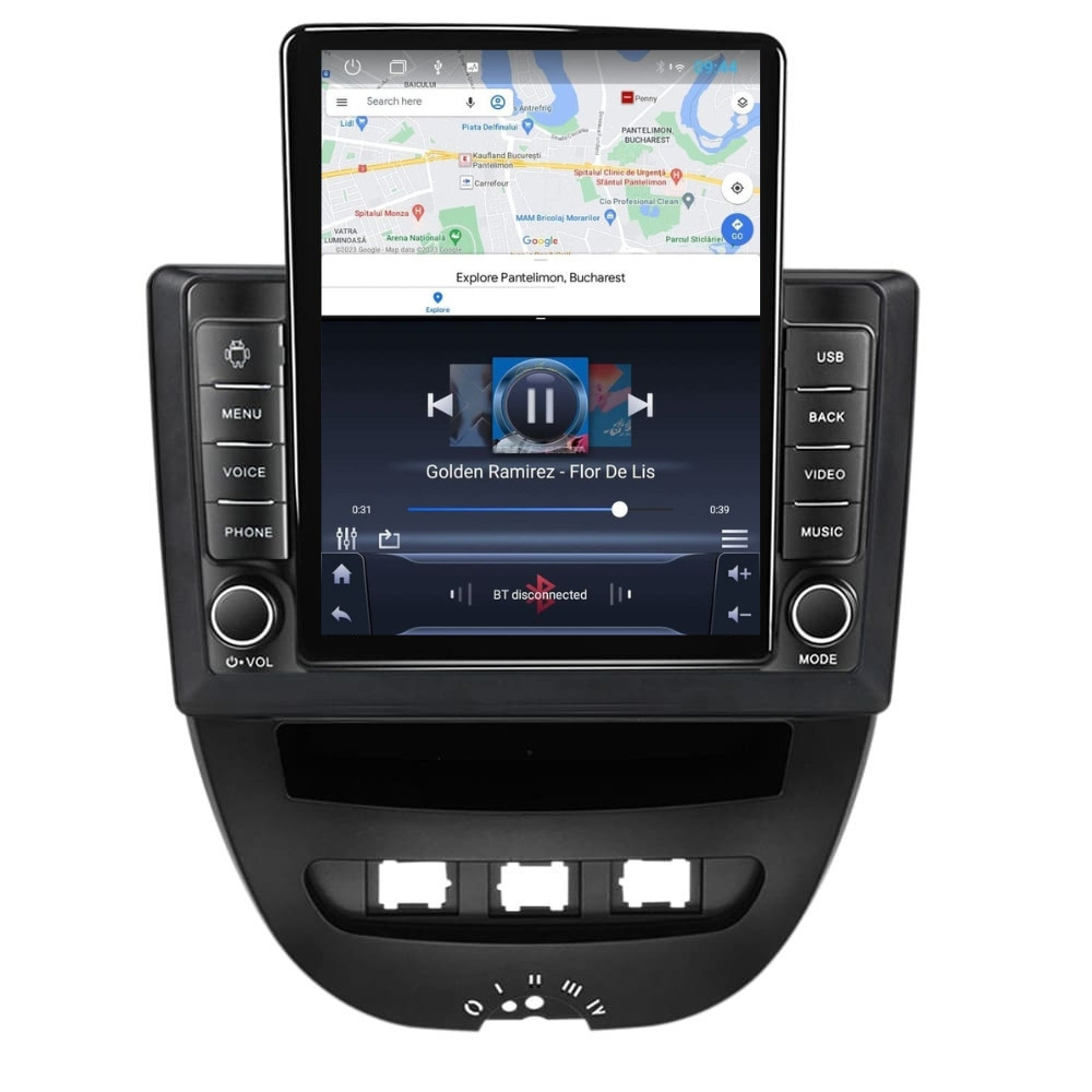 Navigatie dedicata cu Android Peugeot 107 2005 - 2014, 1GB RAM, Radio GPS Dual Zone, Touchscreen IPS 9.7