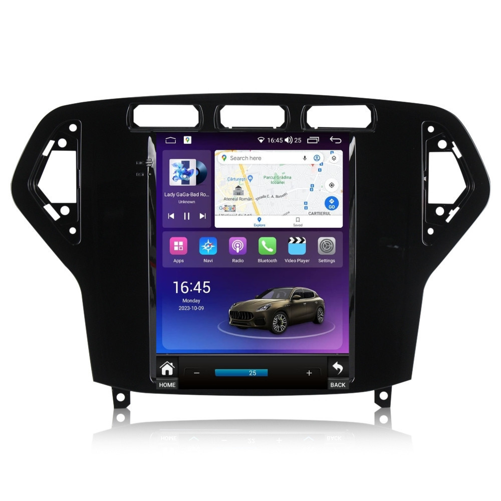 Navigatie dedicata cu Android tip tesla Ford Mondeo IV 2007 - 2011 clima automata, negru, 4GB RAM, Radio GPS Dual Zone, Touchscreen IPS 9.7