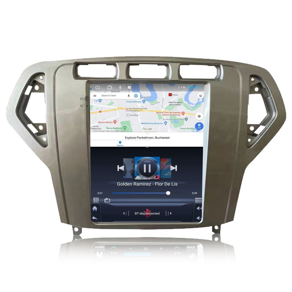 Navigatie dedicata cu Android tip tesla Ford Mondeo IV 2007 - 2011 clima automata, gri, 1GB RAM, Radio GPS Dual Zone, Touchscreen IPS 9.7