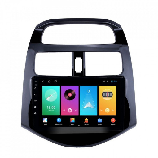 Navigatie dedicata cu Android Chevrolet Spark 2009 - 2015, 1GB RAM, Radio GPS Dual Zone, Display HD 9" Touchscreen, Internet Wi-Fi, Bluetooth, MirrorLink, USB, Waze