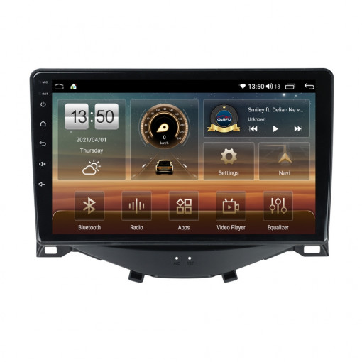 Navigatie dedicata cu Android Citroen C1 II 2014 - 2022, 4GB RAM, Radio GPS Dual Zone, Display HD IPS 9" Touchscreen, Internet Wi-Fi si slot SIM 4G, Bluetooth, MirrorLink, USB, Waze