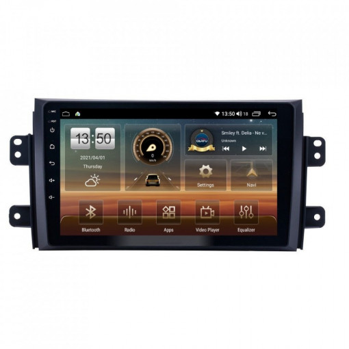 Navigatie dedicata cu Android Fiat Sedici 2006 - 2015, 6GB RAM, Radio GPS Dual Zone, Display HD IPS 9" Touchscreen, Internet Wi-Fi si slot SIM 4G, Bluetooth, MirrorLink, USB, Waze