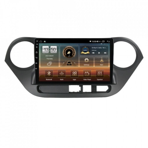 Navigatie dedicata cu Android Hyundai i10 2013 - 2019, 4GB RAM, Radio GPS Dual Zone, Display HD IPS 9" Touchscreen, Internet Wi-Fi si slot SIM 4G, Bluetooth, MirrorLink, USB, Waze