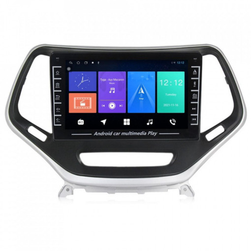Navigatie dedicata cu Android Jeep Cherokee V 2014 - 2019, 1GB RAM, Radio GPS Dual Zone, Display HD IPS 8" Touchscreen, Internet Wi-Fi, Bluetooth, MirrorLink, USB, Waze