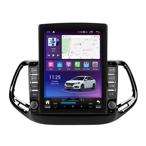 Navigatie dedicata cu Android Jeep Compass II 2016 - 2021, 4GB RAM, Radio GPS Dual Zone, Touchscreen IPS 9.7" HD tip Tesla, Internet Wi-Fi si slot SIM 4G, Bluetooth, MirrorLink, USB