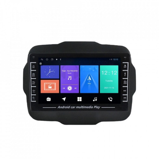 Navigatie dedicata cu Android Jeep Renegade dupa 2014, 1GB RAM, Radio GPS Dual Zone, Display HD IPS 8" Touchscreen, Internet Wi-Fi, Bluetooth, MirrorLink, USB, Waze