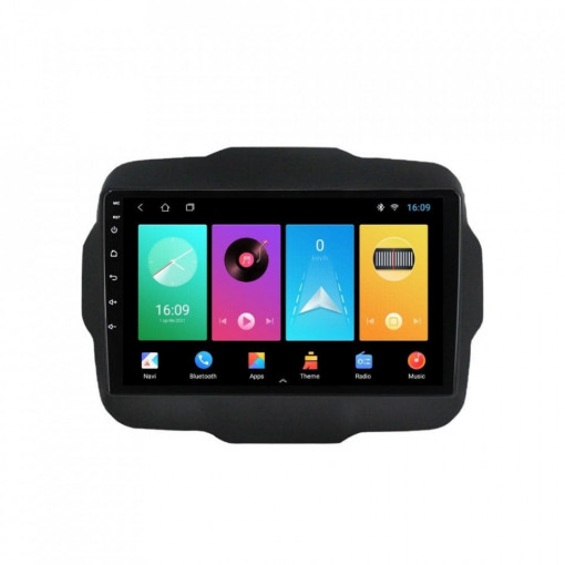 Navigatie dedicata cu Android Jeep Renegade dupa 2014, 2GB RAM, Radio GPS Dual Zone, Display HD 9" Touchscreen, Internet Wi-Fi, Bluetooth, MirrorLink, USB, Waze