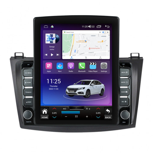 Navigatie dedicata cu Android Mazda 3 2009 - 2013, 4GB RAM, Radio GPS Dual Zone, Touchscreen IPS 9.7" HD tip Tesla, Internet Wi-Fi si slot SIM 4G, Bluetooth, MirrorLink, USB, Waze