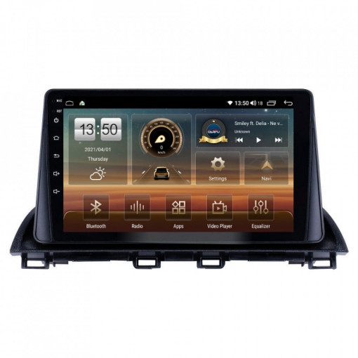 Navigatie dedicata cu Android Mazda 3 2013 - 2019, 4GB RAM, Radio GPS Dual Zone, Display HD IPS 9" Touchscreen, Internet Wi-Fi si slot SIM 4G, Bluetooth, MirrorLink, USB, Waze