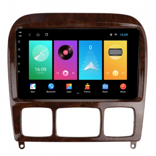 Navigatie dedicata cu Android Mercedes S-Class W220 1998 - 2005, 2GB RAM, Radio GPS Dual Zone, Display HD 9" Touchscreen, Internet Wi-Fi, Bluetooth, MirrorLink, USB, Waze