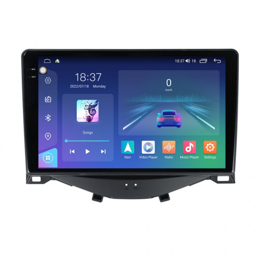 Navigatie dedicata cu Android Peugeot 108 2014 - 2022, 4GB RAM, Radio GPS Dual Zone, Display 2K QLED 9.5" Touchscreen, Internet Wi-Fi si slot SIM 4G, Bluetooth, MirrorLink, USB