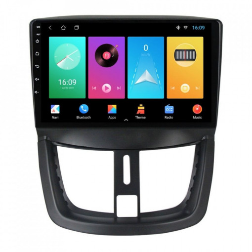 Navigatie dedicata cu Android Peugeot 207 2006 - 2015, 2GB RAM, Radio GPS Dual Zone, Display HD IPS 9" Touchscreen, Internet Wi-Fi, Bluetooth, MirrorLink, USB, Waze