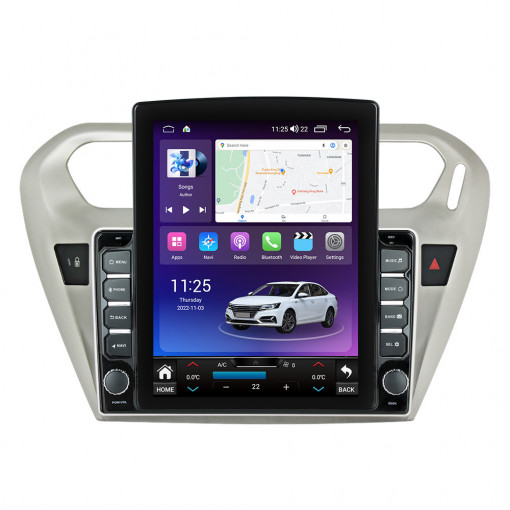 Navigatie dedicata cu Android Peugeot 301 dupa 2012, 8GB RAM, Radio GPS Dual Zone, Touchscreen IPS 9.7" HD tip Tesla, Internet Wi-Fi si slot SIM 4G, Bluetooth, MirrorLink, USB, Waze
