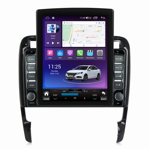 Navigatie dedicata cu Android Porsche Cayenne 2002 - 2010, 4GB RAM, Radio GPS Dual Zone, Touchscreen IPS 9.7" HD tip Tesla, Internet Wi-Fi si slot SIM 4G, Bluetooth, MirrorLink, USB, Waze