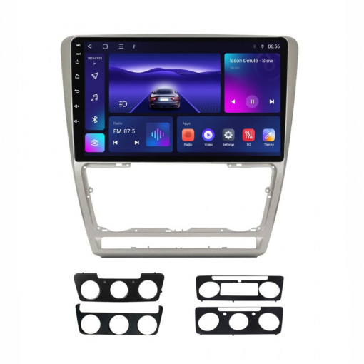 Navigatie dedicata cu Android Skoda Octavia II 2009 - 2013, gri, 3GB RAM, Radio GPS Dual Zone, Display HD QLED 10" Touchscreen, Internet Wi-Fi si slot SIM 4G, Bluetooth, MirrorLink, USB