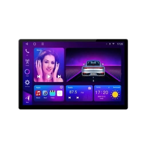 Navigatie dedicata cu Android Ssangyong Korando dupa 2019, 2GB RAM, Radio GPS Dual Zone, Display 2K QLED 13" Touchscreen, Internet Wi-Fi si slot SIM 4G, Bluetooth, MirrorLink, USB