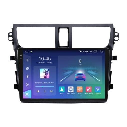 Navigatie dedicata cu Android Suzuki Celerio dupa 2014, 4GB RAM, Radio GPS Dual Zone, Display 2K QLED 9.5" Touchscreen, Internet Wi-Fi si slot SIM 4G, Bluetooth, MirrorLink, USB
