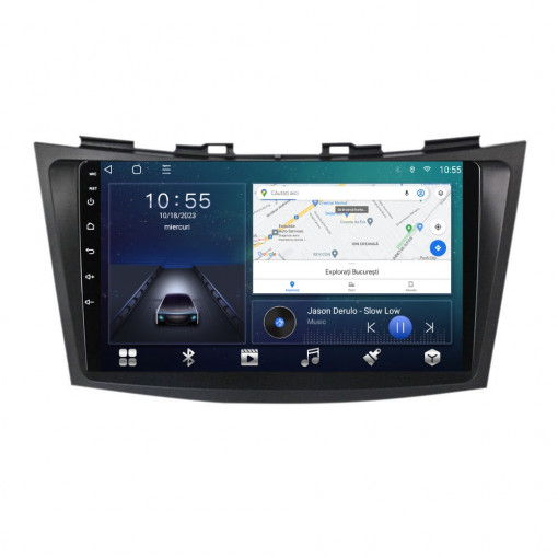 Navigatie dedicata cu Android Suzuki Swift IV 2010 - 2017, 2GB RAM, Radio GPS Dual Zone, Display HD QLED 9" Touchscreen, Internet Wi-Fi si slot SIM 4G, Bluetooth, MirrorLink, USB