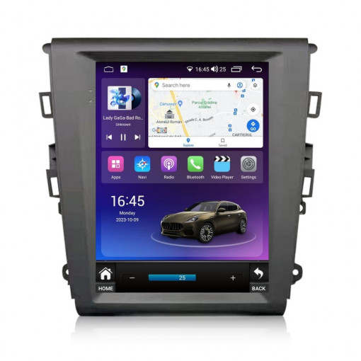 Navigatie dedicata cu Android tip tesla Ford Mondeo V dupa 2014, 8GB RAM, Radio GPS Dual Zone, Touchscreen IPS 9.7" HD, Internet Wi-Fi si slot SIM 4G, Bluetooth, MirrorLink, USB, Waze