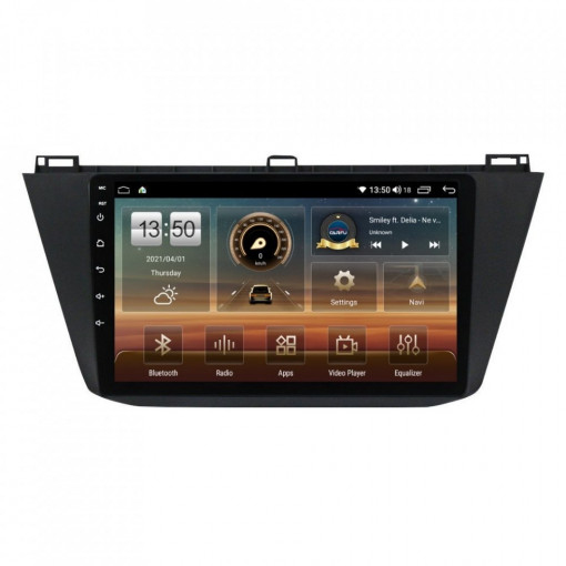 Navigatie dedicata cu Android VW Tiguan II dupa 2016, 4GB RAM, Radio GPS Dual Zone, Display HD IPS 10" Touchscreen, Internet Wi-Fi si slot SIM 4G, Bluetooth, MirrorLink, USB, Waze