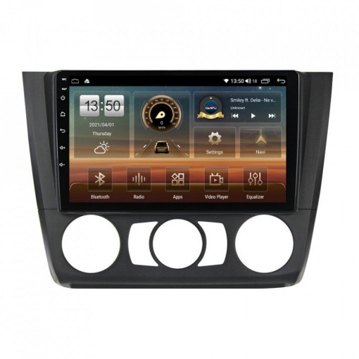 Navigatie dedicata cu Android BMW Seria 1 (E81 / E87) 2007 - 2013, clima manuala, 8GB RAM, Radio GPS Dual Zone, Display HD IPS 9" Touchscreen, Internet Wi-Fi si slot SIM 4G, Bluetooth, MirrorLink, USB, Waze
