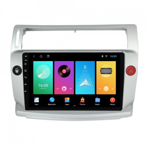 Navigatie dedicata cu Android Citroen C4 I 2004 - 2009, 1GB RAM, Radio GPS Dual Zone, Display HD IPS 9" Touchscreen, Internet Wi-Fi, Bluetooth, MirrorLink, USB, Waze