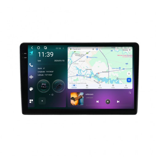 Navigatie dedicata cu Android Dacia Spring dupa 2020, 12GB RAM, Radio GPS Dual Zone, Display 2K QLED 9.5" Touchscreen, Internet Wi-Fi si slot SIM 4G, Bluetooth, MirrorLink, USB
