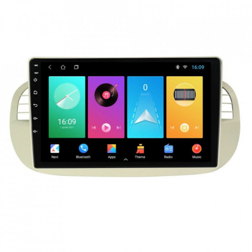 Navigatie dedicata cu Android Fiat 500 2007 - 2015, 2GB RAM, Radio GPS Dual Zone, Display HD IPS 9" Touchscreen, Internet Wi-Fi, Bluetooth, MirrorLink, USB, Waze